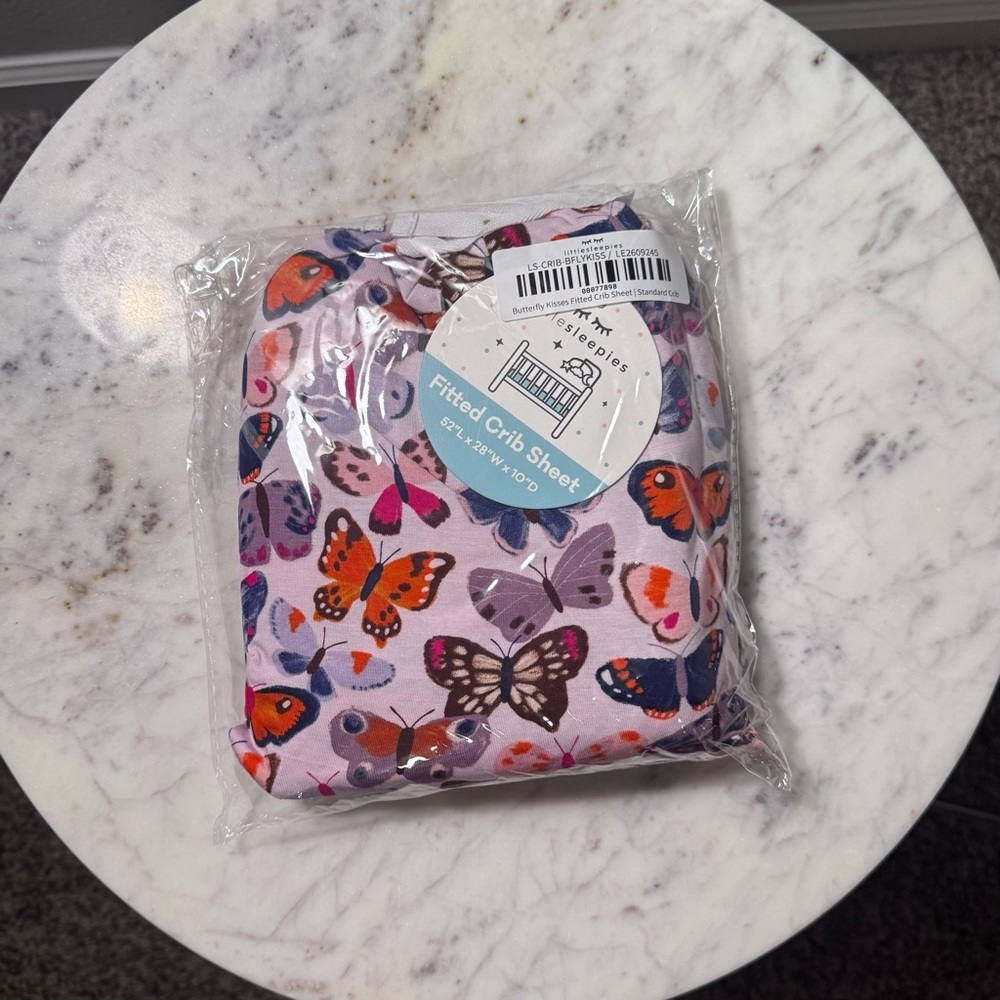 Little Sleepies Butterfly Kisses Standard Crib Sheet - NEW